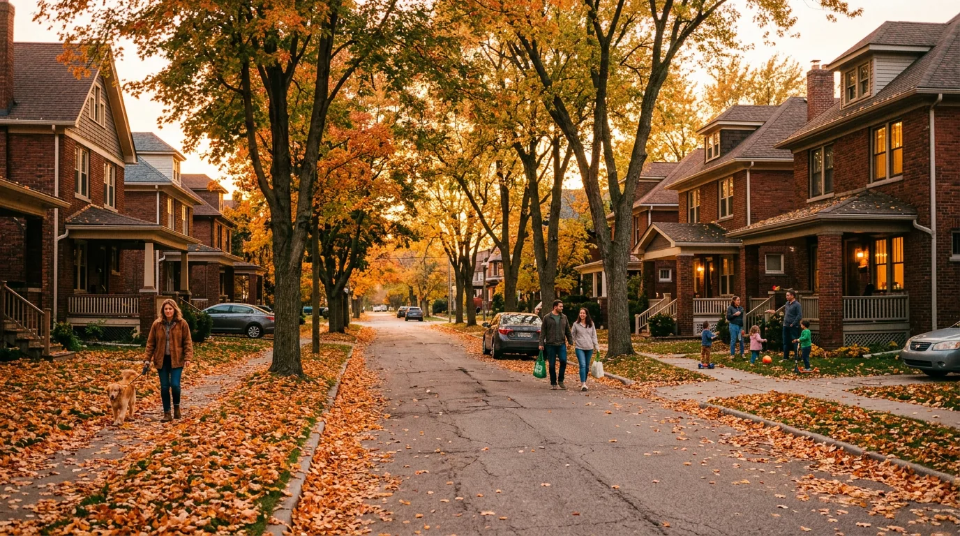 Residential Detroit Michigan neighborhood in Wayne County